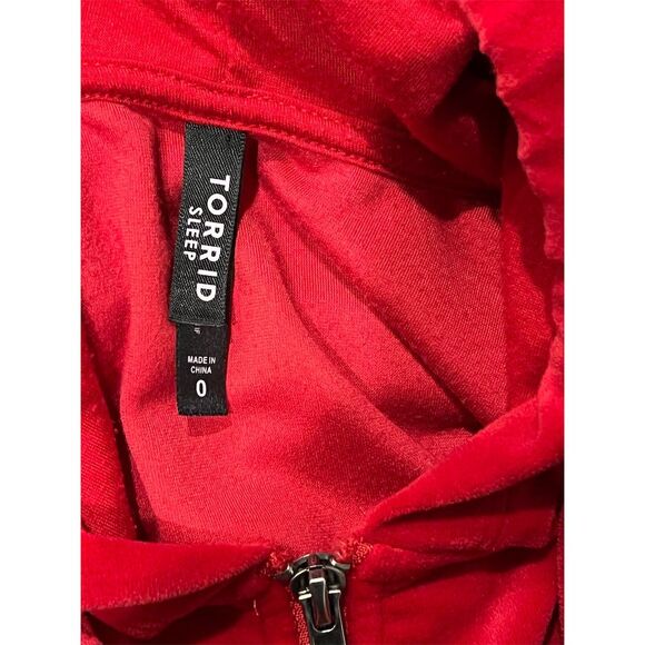 Torrid Women's Red Velour Zip Front Hoodie & Pants Set Size 0 Long Sleeve - Picture 4 of 7